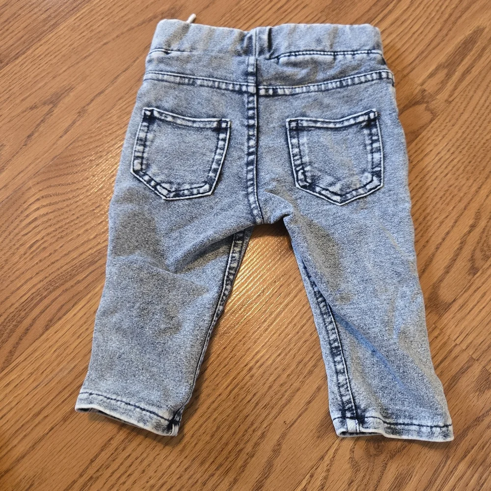 H&M Black Guns N' Roses Baby Tee Shirt Faux Acid Wash Jean Leggings Cotton 2-4M